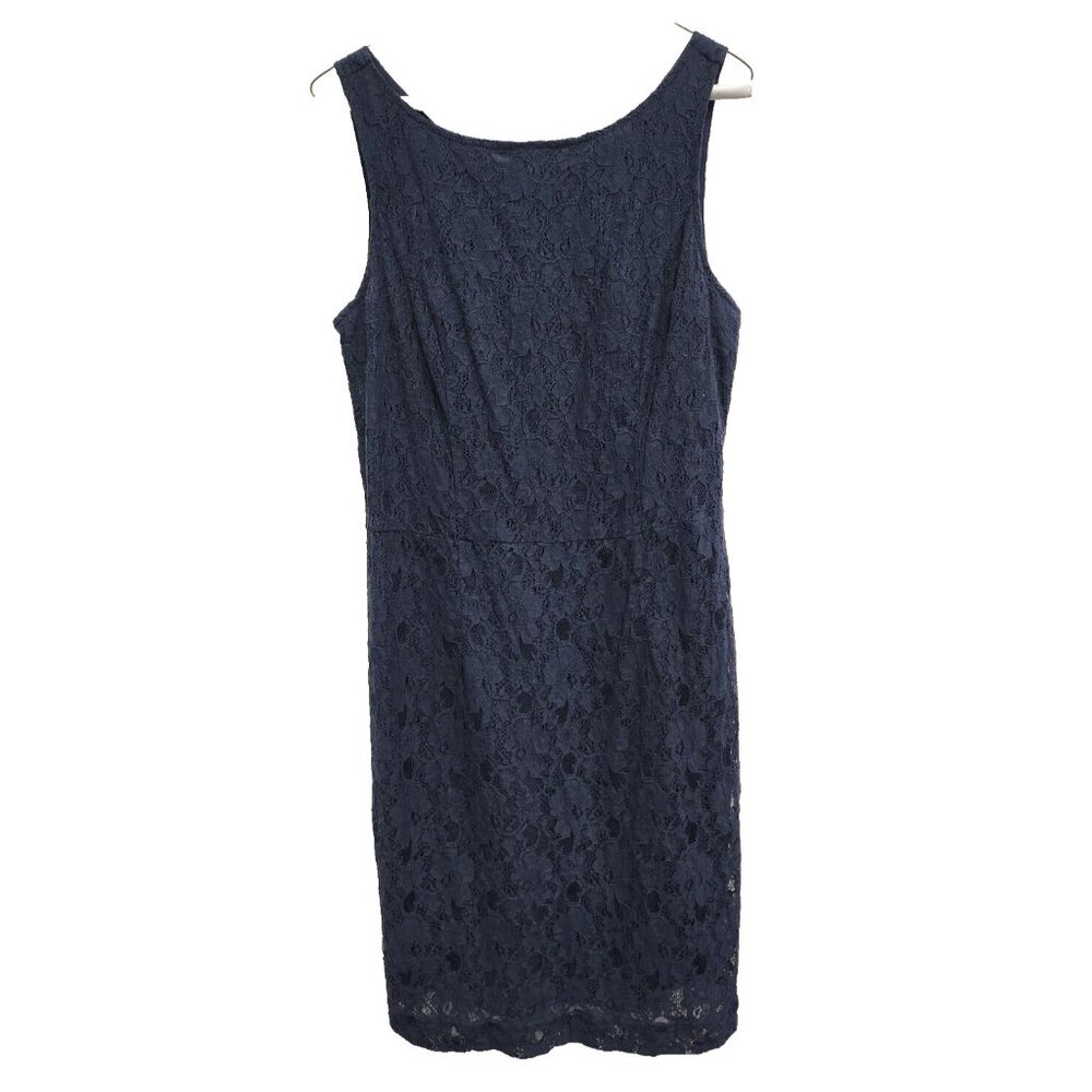 Banana‎ Republic Sheath Dress Size 12 Navy Lace Floral Sleeveless Office Capsule
